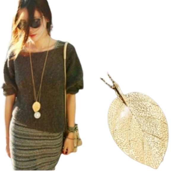 Boho Jewelry Leaf Design Pendant Necklace - Picture 2 of 5